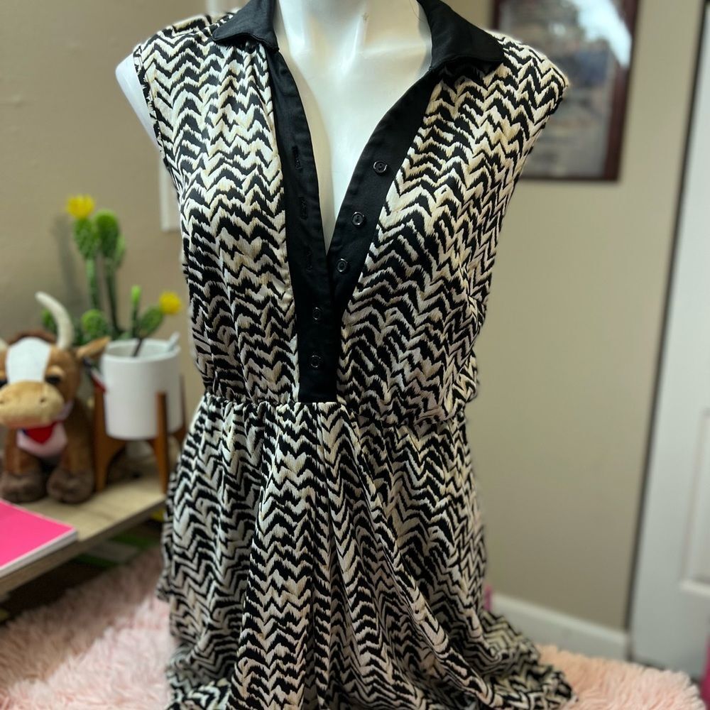 Dots Black Polka Dot Sleeveless Dress Women’s Size Medium Elastic Waist